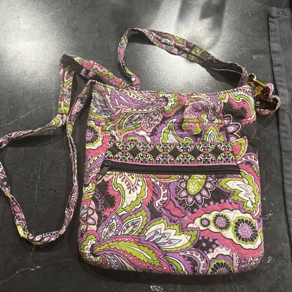 TANYA LEE DESIGN Bohemian Quilted Messenger Cross/Body Purse Pink Purple Green